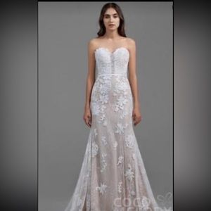 Wedding dress, strapless, champagne color,